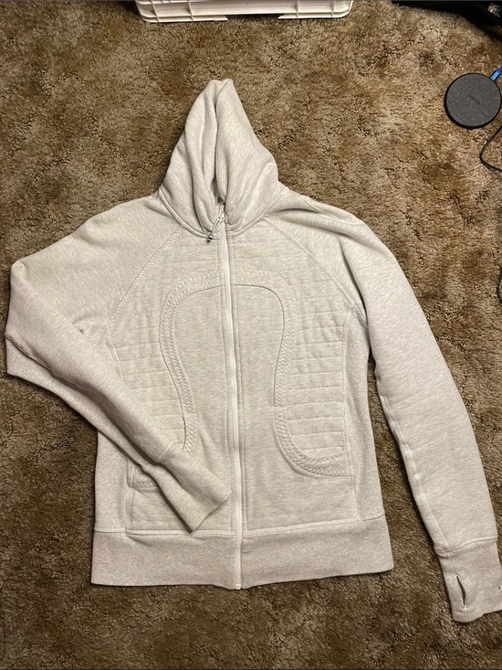 lululemon athletica Jackets & Blazers - Lululemon Scuba Full Zip Hoodie Sweatshirt Heathered Light Gray Jacket Size 8